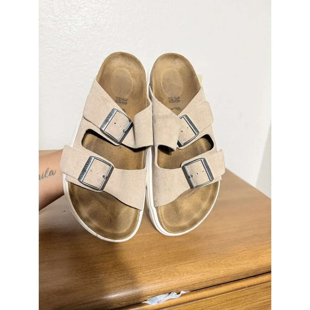 Birkenstock Arizona Chunky Birko-Flor Suede Sandal Warm Sand (Papillio) Size 7